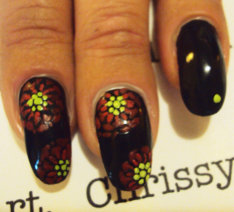 Хризантема на ногтях